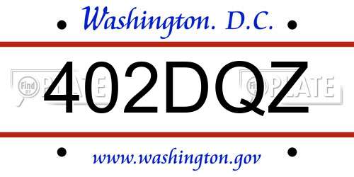 402DQZ District Of Columbia License Plate