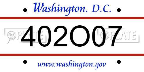 402O07 District Of Columbia License Plate