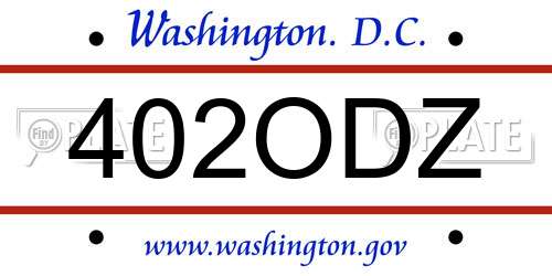 402ODZ District Of Columbia License Plate