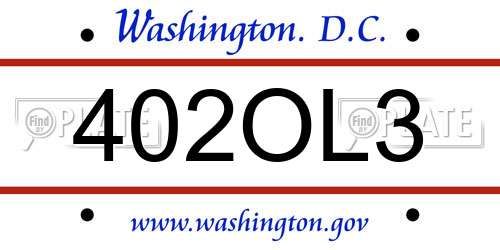 402OL3 District Of Columbia License Plate