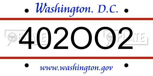 402OO2 District Of Columbia License Plate