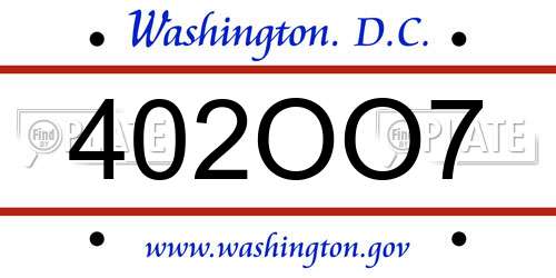 402OO7 District Of Columbia License Plate