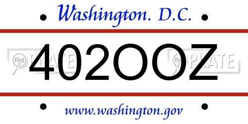 402OOZ District Of Columbia License Plate