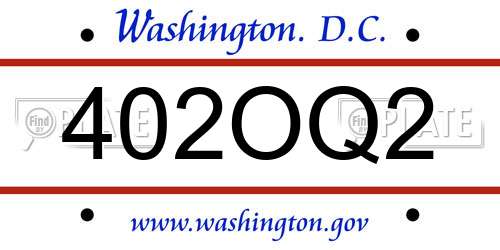 402OQ2 District Of Columbia License Plate