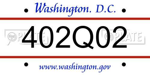 402Q02 District Of Columbia License Plate