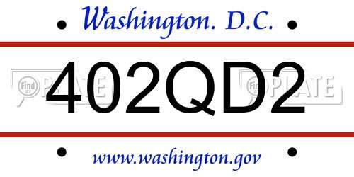 402QD2 District Of Columbia License Plate
