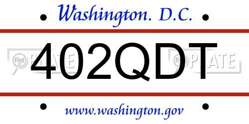 402QDT District Of Columbia License Plate