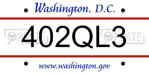 402QL3 District Of Columbia License Plate