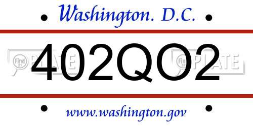 402QO2 District Of Columbia License Plate