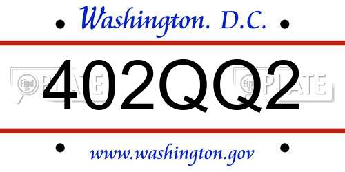 402QQ2 District Of Columbia License Plate
