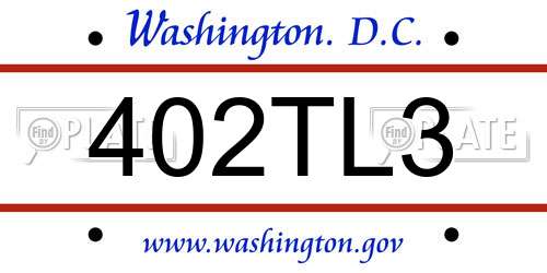 402TL3 District Of Columbia License Plate