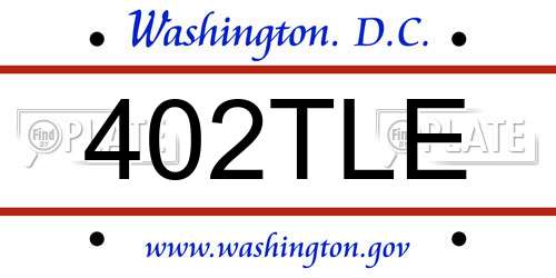 402TLE District Of Columbia License Plate