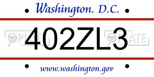 402ZL3 District Of Columbia License Plate