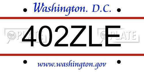 402ZLE District Of Columbia License Plate