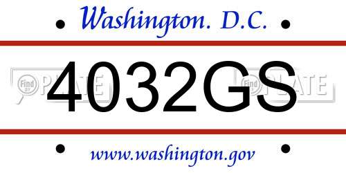 4032GS District Of Columbia License Plate
