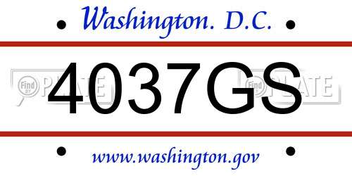 4037GS District Of Columbia License Plate
