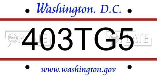 403TG5 District Of Columbia License Plate