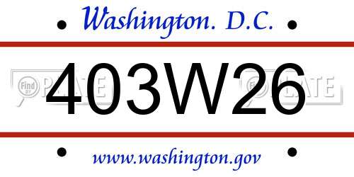 403W26 District Of Columbia License Plate