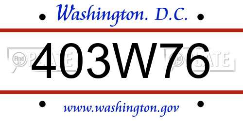 403W76 District Of Columbia License Plate