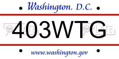 403WTG District Of Columbia License Plate