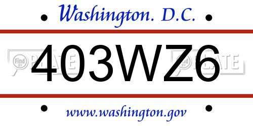 403WZ6 District Of Columbia License Plate