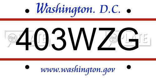 403WZG District Of Columbia License Plate