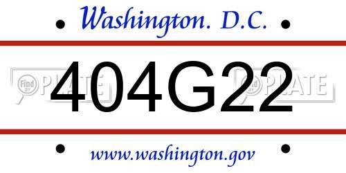 404G22 District Of Columbia License Plate