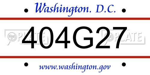 404G27 District Of Columbia License Plate