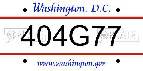 404G77 District Of Columbia License Plate