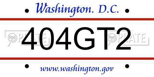 404GT2 District Of Columbia License Plate
