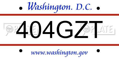 404GZT District Of Columbia License Plate
