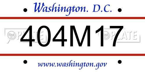 404M17 District Of Columbia License Plate