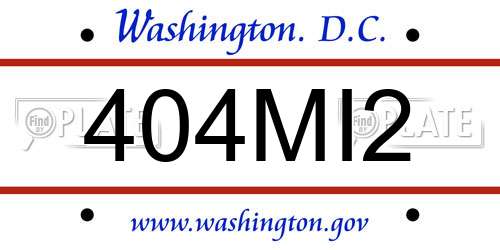 404MI2 District Of Columbia License Plate