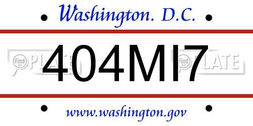 404MI7 District Of Columbia License Plate