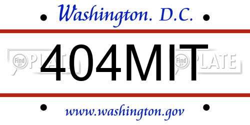 404MIT District Of Columbia License Plate