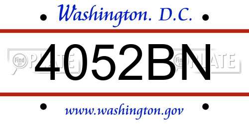 4052BN District Of Columbia License Plate