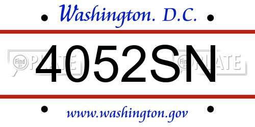 4052SN District Of Columbia License Plate