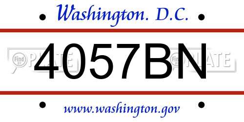 4057BN District Of Columbia License Plate