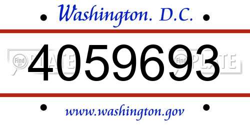 4059693 District Of Columbia License Plate
