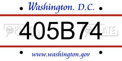 405B74 District Of Columbia License Plate