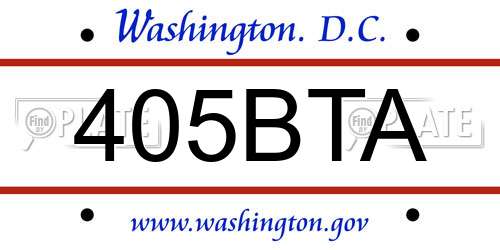 405BTA District Of Columbia License Plate