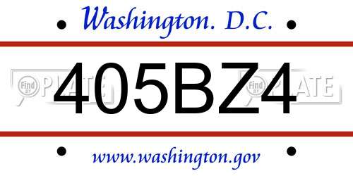 405BZ4 District Of Columbia License Plate