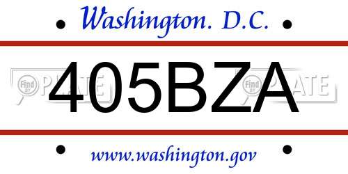 405BZA District Of Columbia License Plate