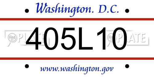 405L10 District Of Columbia License Plate