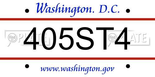 405ST4 District Of Columbia License Plate