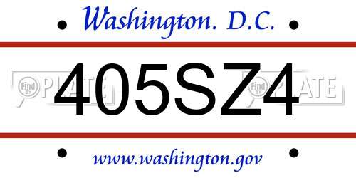 405SZ4 District Of Columbia License Plate