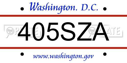 405SZA District Of Columbia License Plate