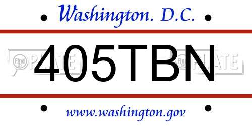 405TBN District Of Columbia License Plate