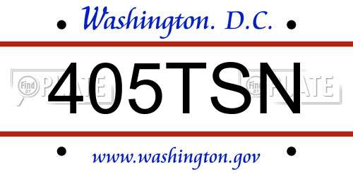 405TSN District Of Columbia License Plate