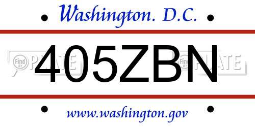 405ZBN District Of Columbia License Plate